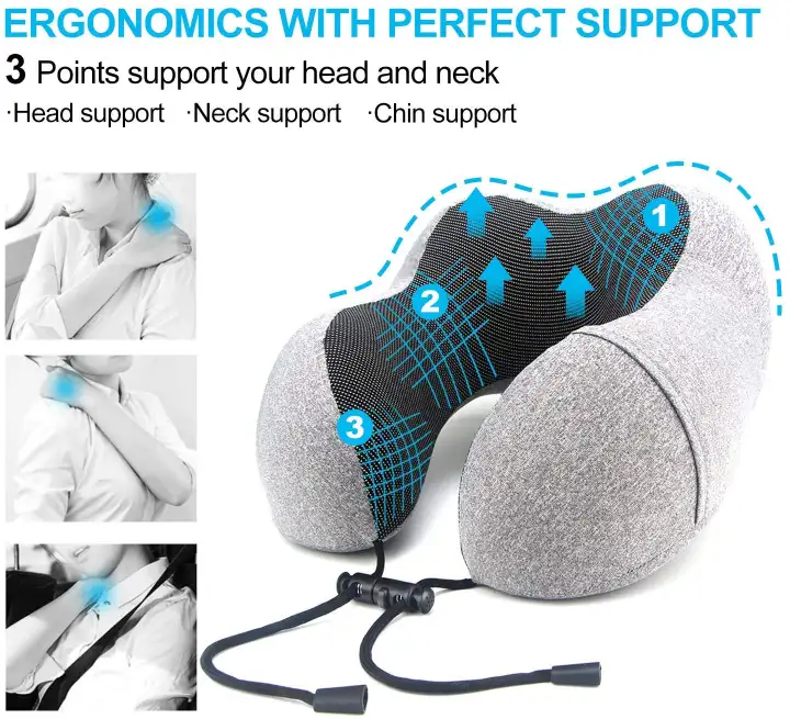 Memory Foam Travel Pillow Neck Pillow Travel Kit With 3d