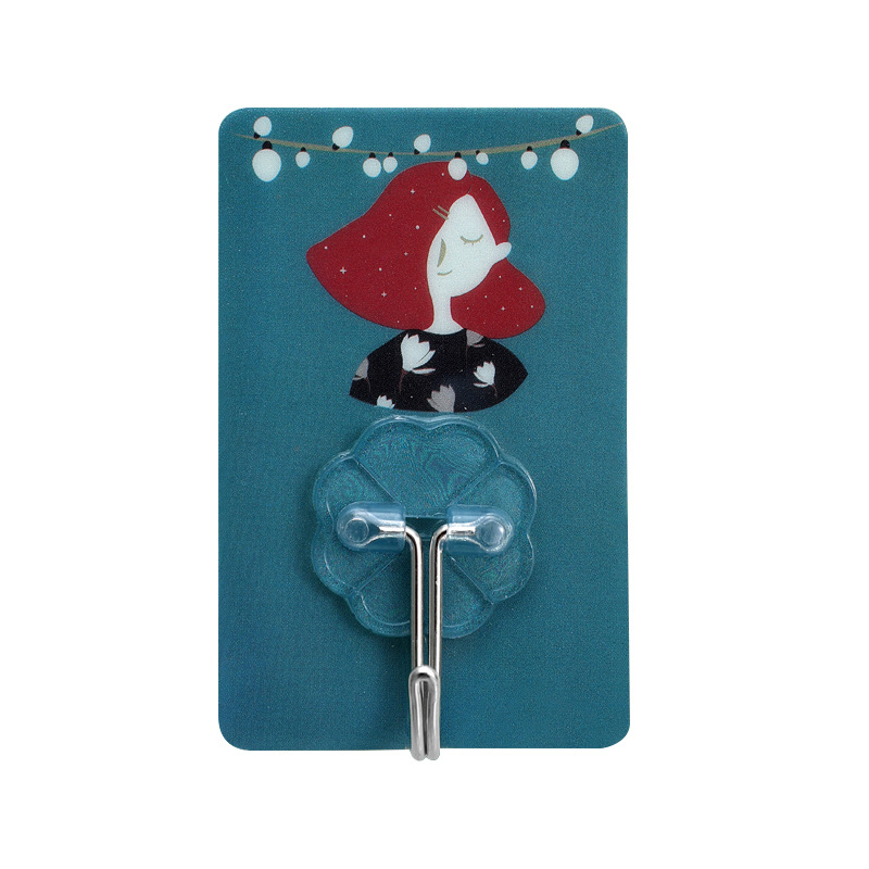 4pcs Cartoon Strong Glue Hook Kitchen Bathroom Hanger Hook Punch-free Seamless Hooks