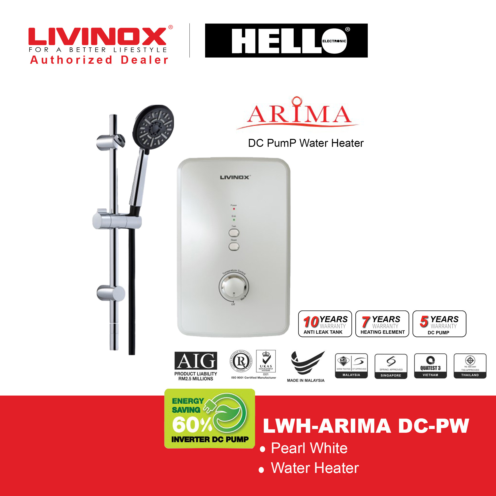 Livinox Water Heater Arima-Series LWH-ARIMA DC PW | Lazada