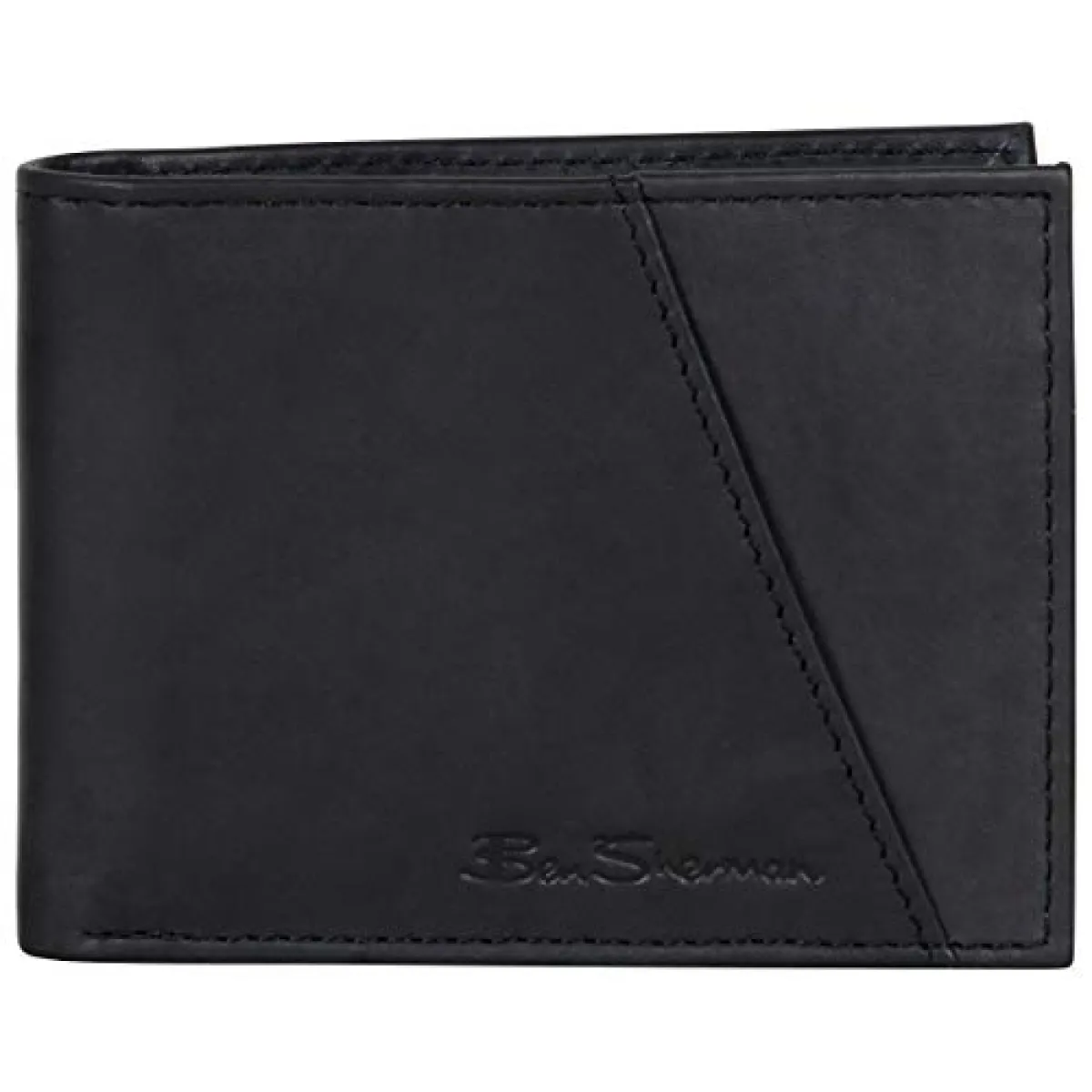 Ben Sherman Mens Manchester Slim Bifold Full-Grain Leather RFID Minimalist Gift Box Wallet