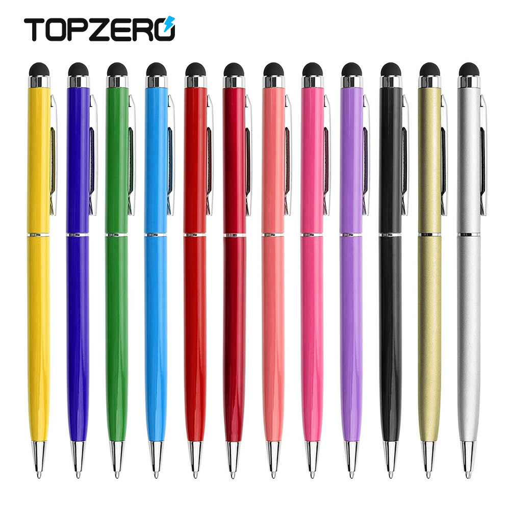 TOPZERO 2 in 1 Universal Stylus Pen With Ballpoint Pen Drawing Tablet Capacitive Screen Touch Pen ballpen cellphone for Apple Android iPad iPhone Samsung