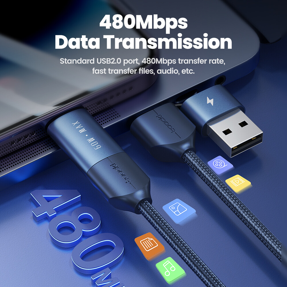 Toocki USB-A Type-C cáp sạc 4 trong 1 PD/Lightning/Type-C/Iphone cáp dữ liệu nhanh sạc điện thoại Iphone 12 Pro Max iPhone 11 Pro Huawei Samsung Xiaomi
