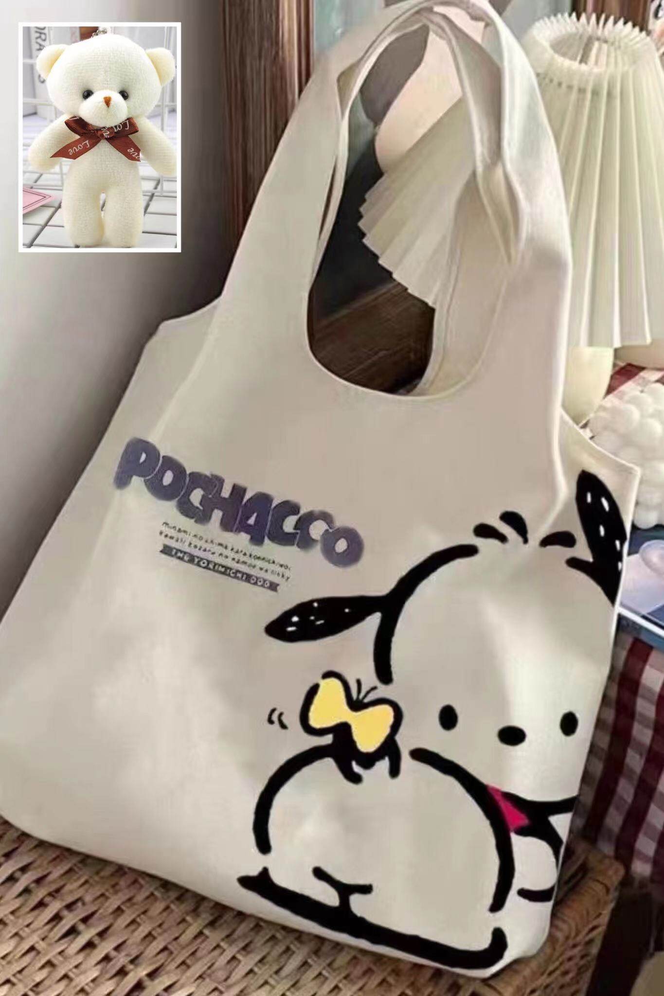 Sanrio pochacco Canvas bag Tote bag Japanese Harajuku cute girl ...