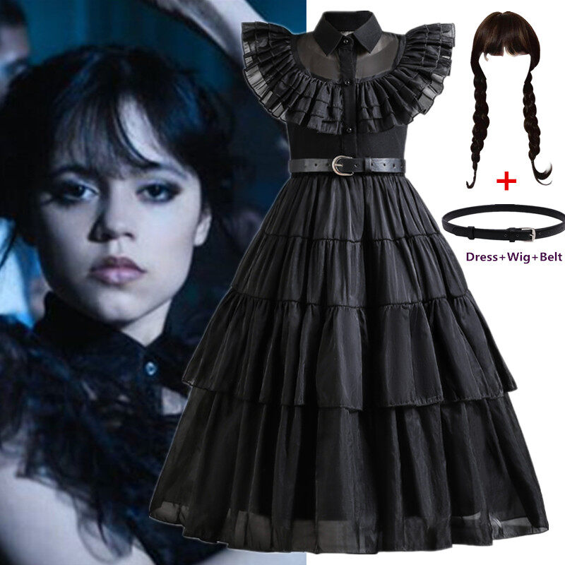 Wednesday Addams Costume Girl Birthday New Movie Wednesday Black Dress ...