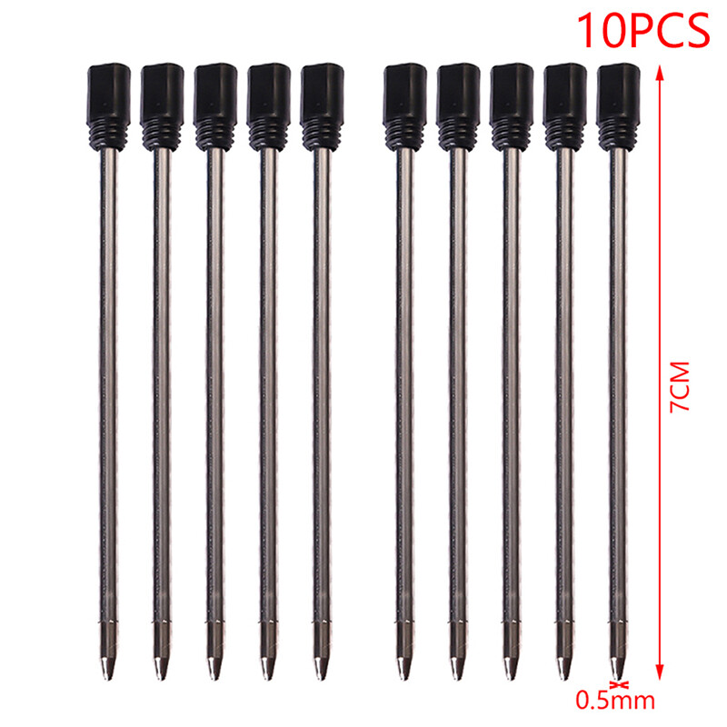 10pcs 7cm 0.5mm Ink crystal refill Metal Roller Ballpoint Pen Refill Medium Nib Blue Black Color Ink Ball Pens Refill for School Office Writing Stationery