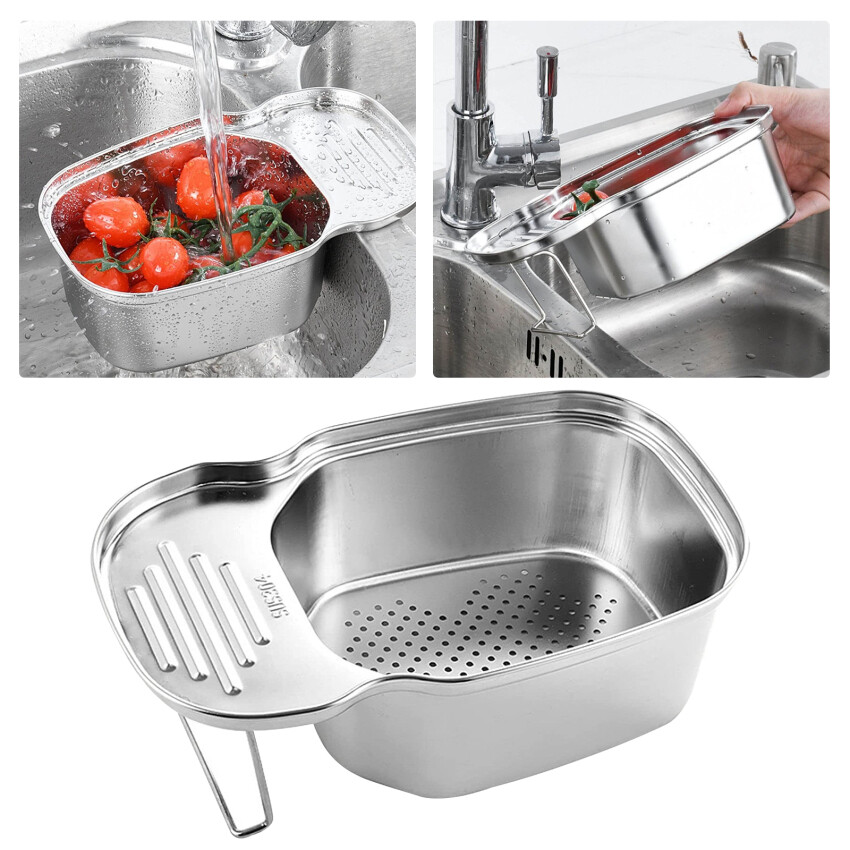 【High Quality+ In Stock】Kitchen Sink Strainer Basket, Multipurpose Corner Sink Strainer Food Catcher Leftovers Garbage Storage, 304Stainless Steel Drain Basket