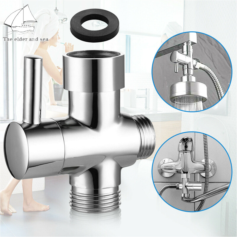 Elder Sea 1/2" Outlet Diverter Valve Splitter Ergonomic Design Brass 3 Way T Adapter For Shower Head Switch