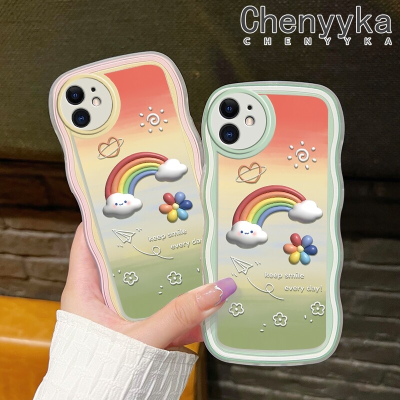 chenyyka Casing For Realme 8 Realme 8 Pro Case Cartoon Sun Rainbow Flowers Pattern Wave Border Soft Clear Shockproof Phone Cases Creative Camera Transparent Casing Silica Gel Protective Cover