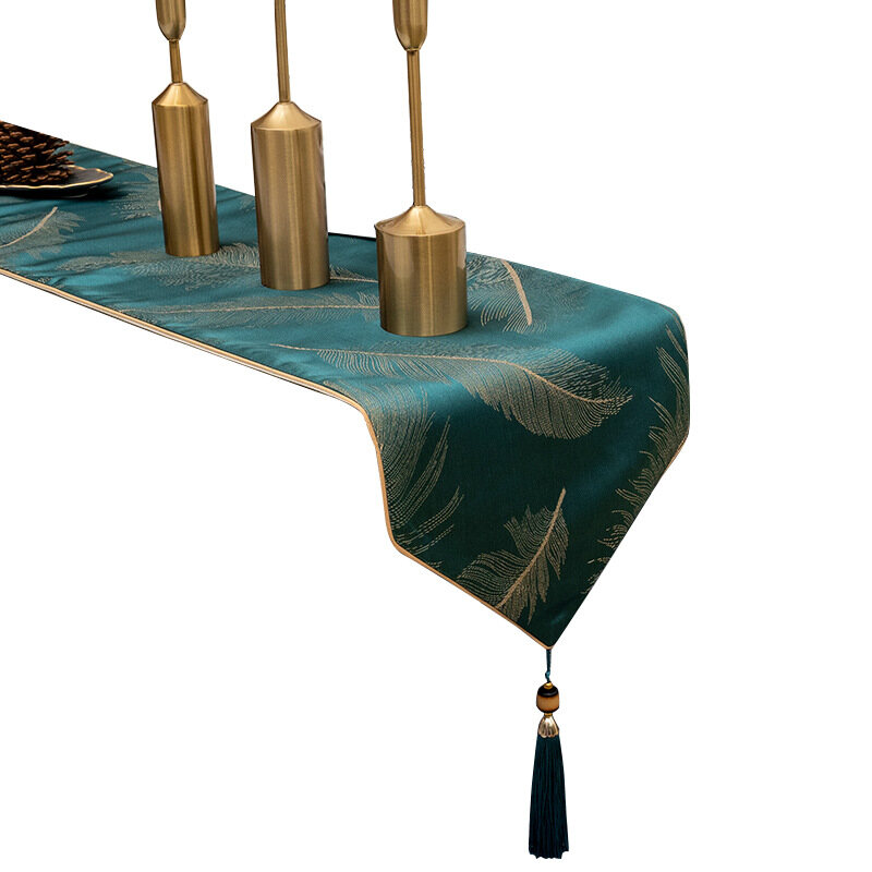 Luxury Feather Jacquard High Precision Cloth Table Runner Wedding  Party Tablecloth For Coffee/Tea Table Christmas Decoration Elegant Table Runner TV Cabinet Cover