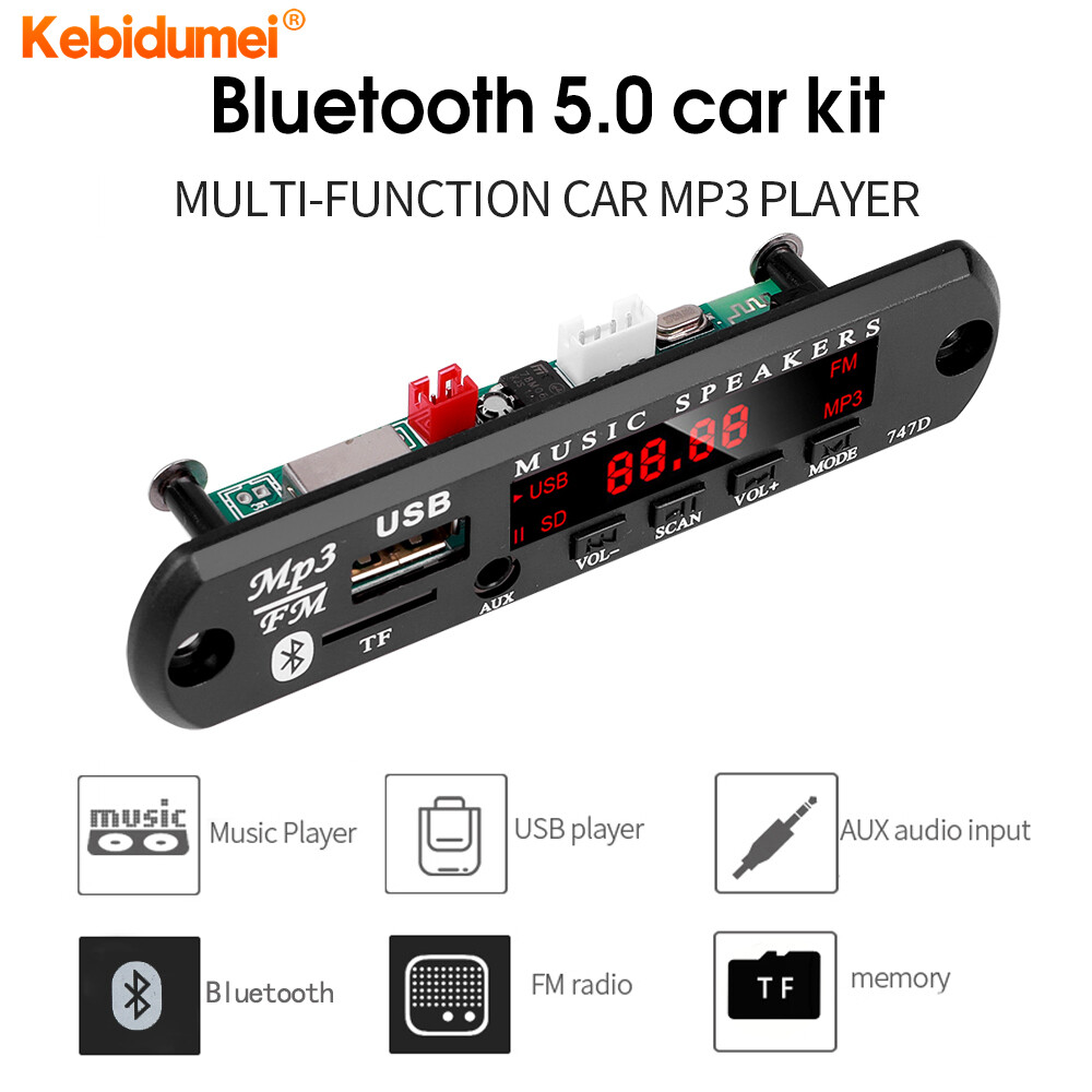 Kebidumei DC 9-12V Wireless Bluetooth Decoder Board FM Radio TF USB 3.5 mm AUX MP3 Player Module Bluetooth Receiver For DIY Car Kit Speaker With Remote Control