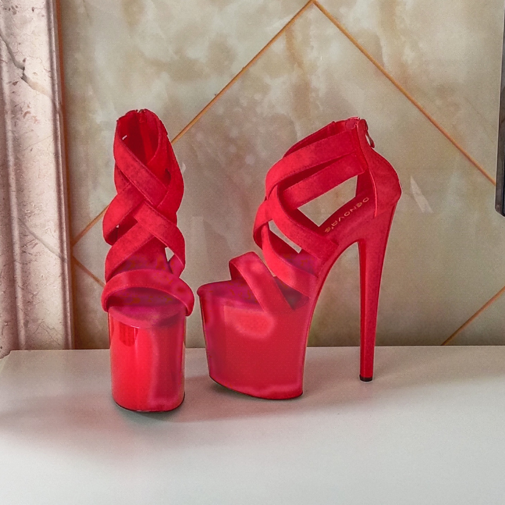 Denova's Women's Suede Very High Heel Big Size Pole Dancing Sandal
