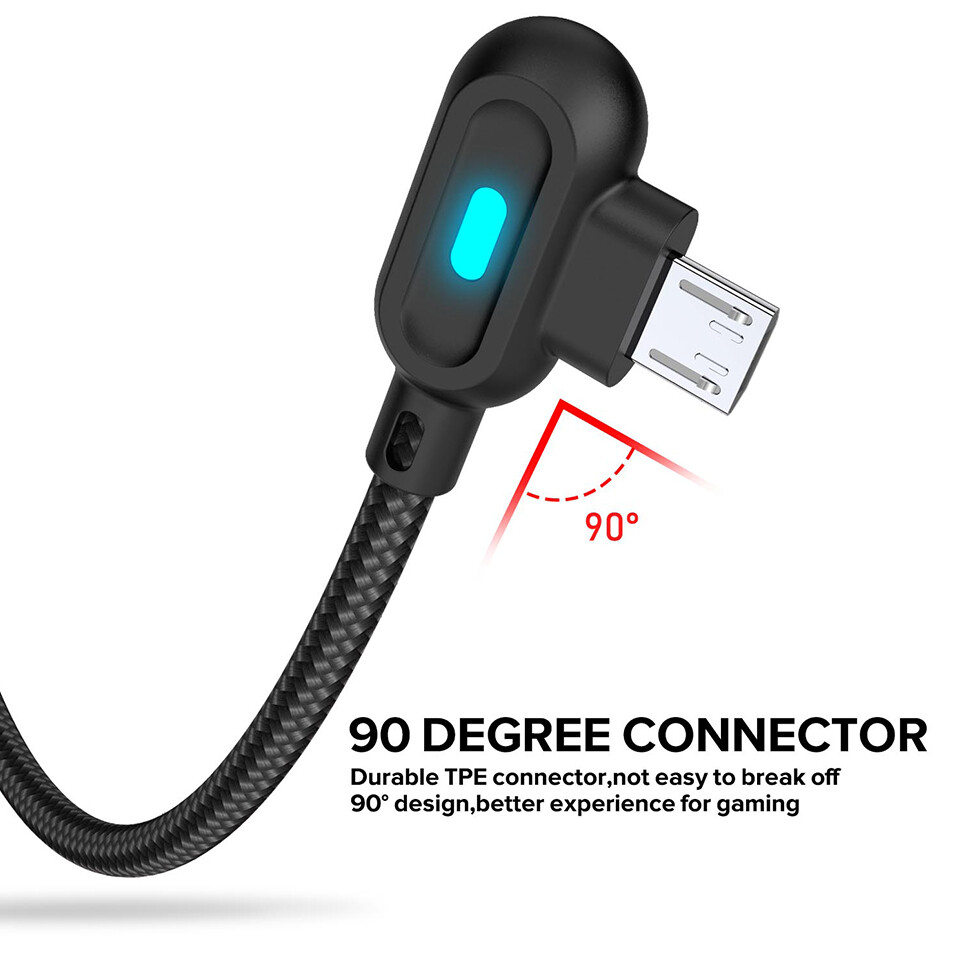 Elough Cáp Micro USB Loại C 90 Độ Sạc Nhanh Type-C, Bộ Sạc USB-C Micro Cho Samsung Xiaomi Huawei LG Android