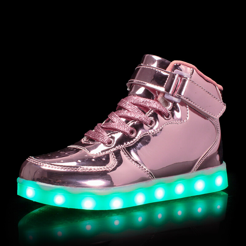 GRAZIA New Children Casual Sports Shoes Student Sneakers High Top Glowing Shoes Boys Girls USB Charging LED Light shoes Kids
