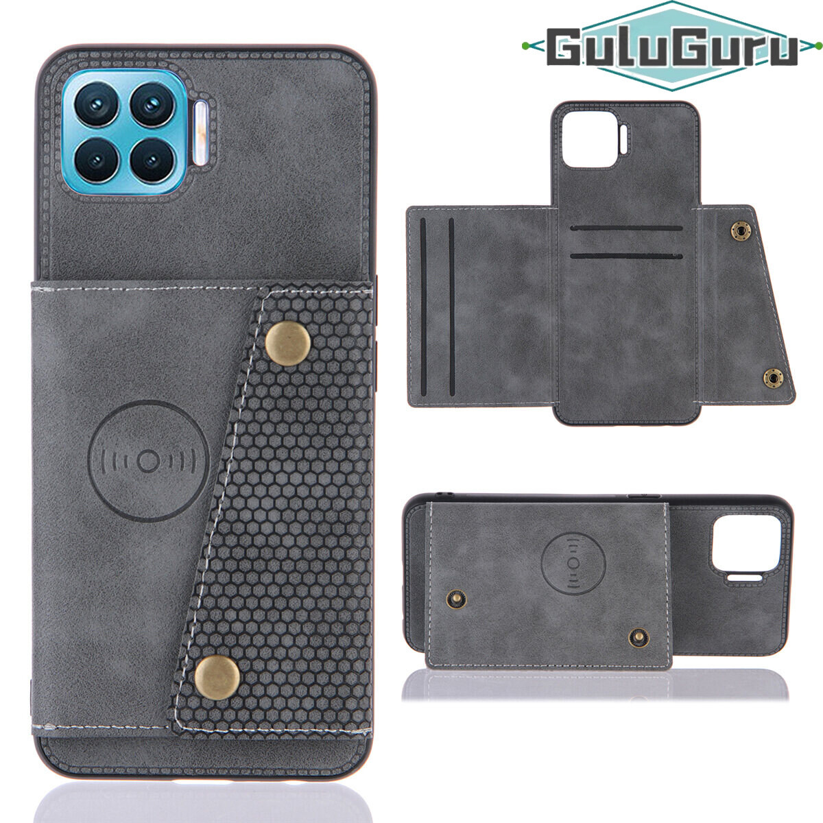 for OPPO A73 A93 F17 Pro Leather Case Multiple Folio Flip Cover Wallet Back Case Shell, can work with Car Mount, Hidden ID Credit Card Slot Holder, Retro Metal Button Clasp, Stand Support