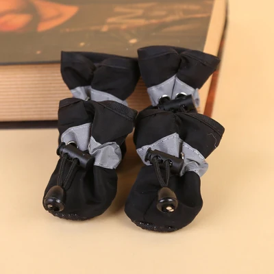 4pcs/set Non-slip Soft Plush Covers Waterproof Rain Boots Shoes Footwear for Home Pet Dog Puppy