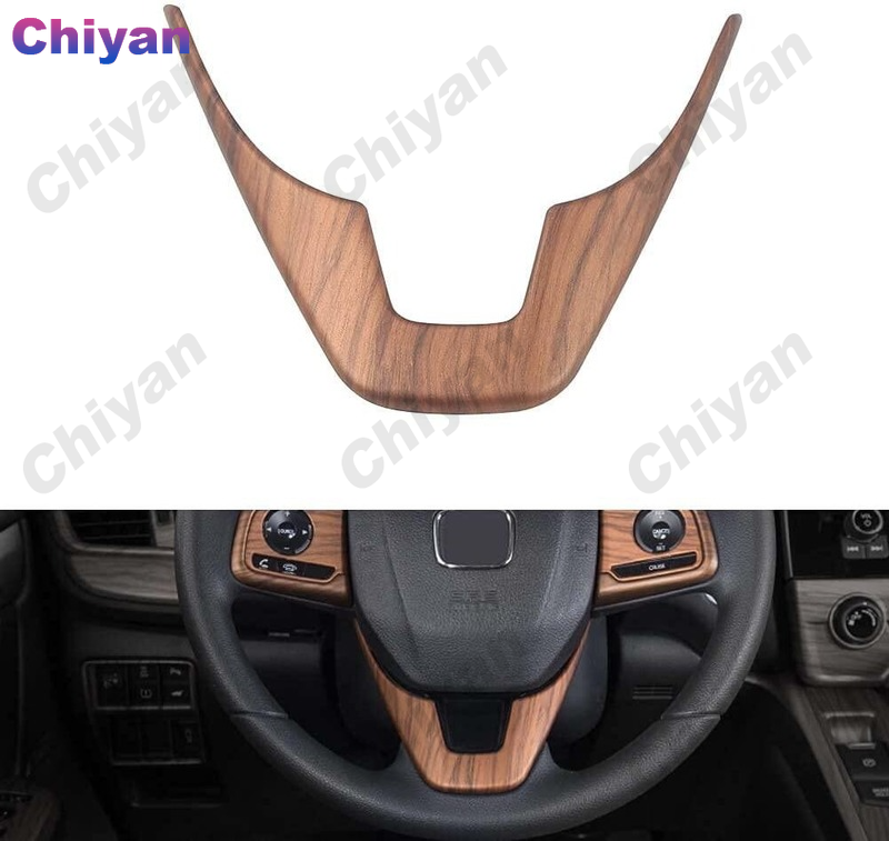 For honda cr-v crv 2017-2022 peach wood steering wheel cover trim interior edge buttons u shape abs sticker molding styling accessories decor