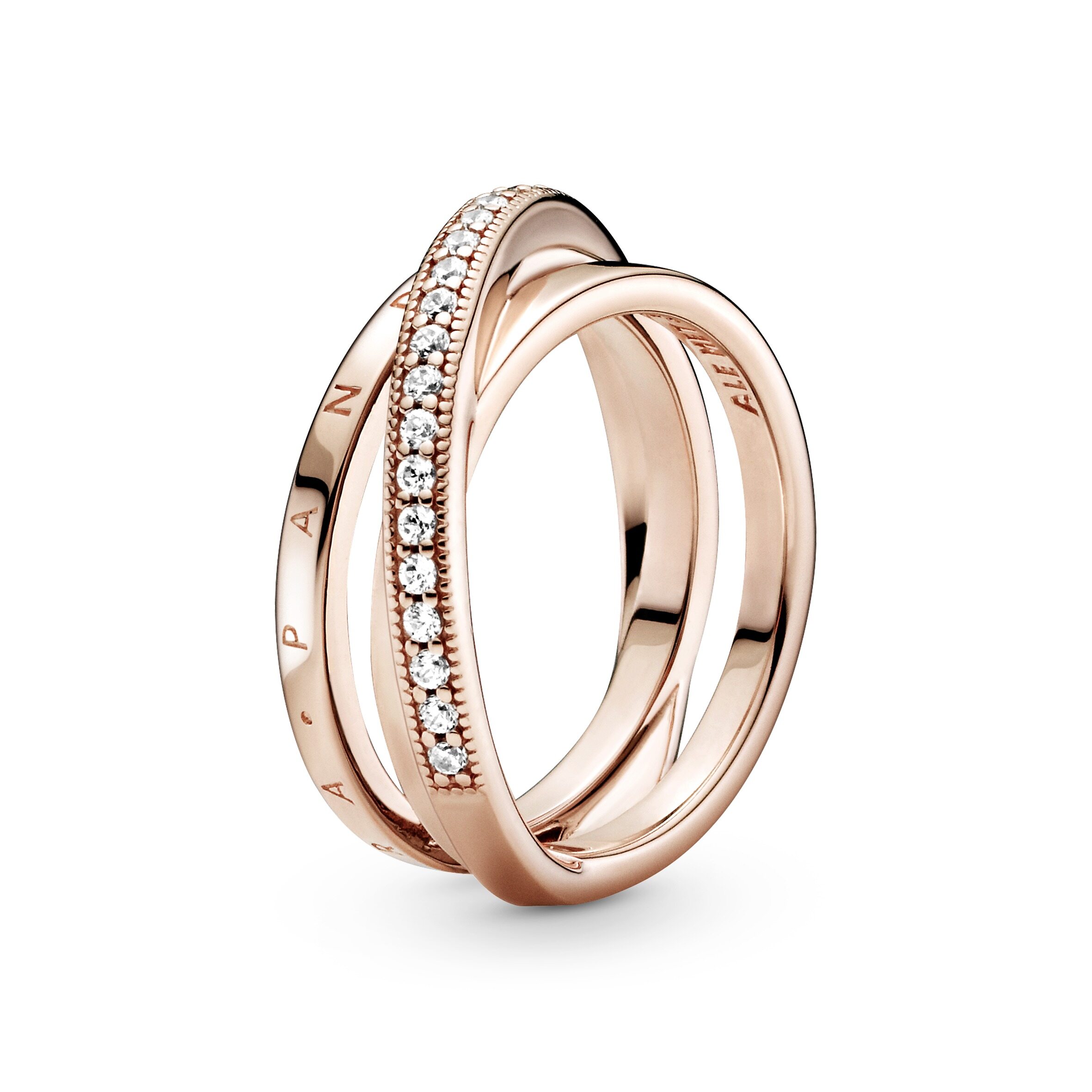 2021 Original Pandoras Rose Crossover Pav?Triple Band Ring