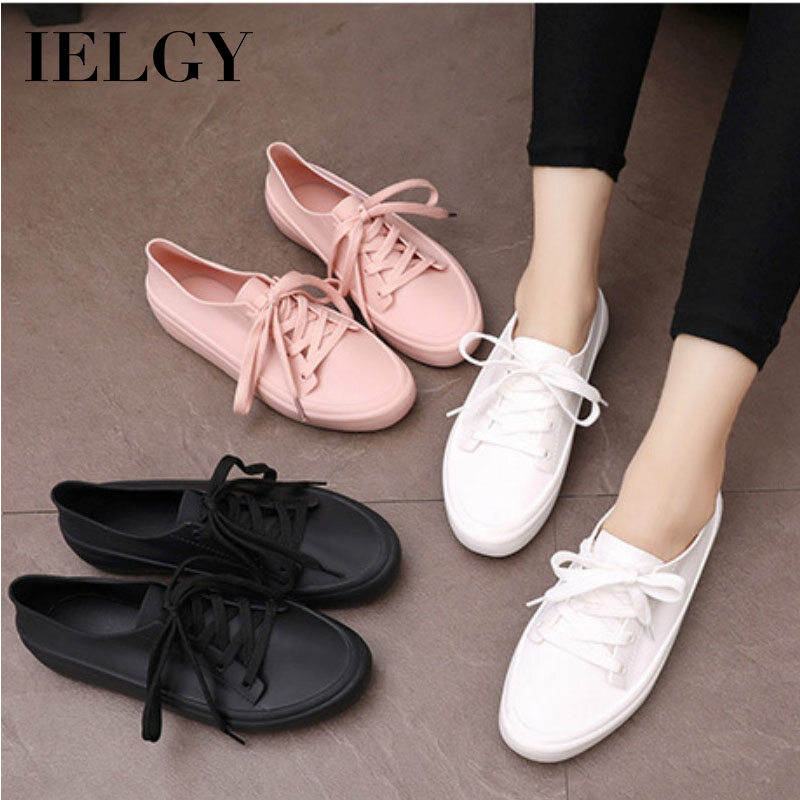 IELGY fashion casual shoes solid color lace-up women's shoes