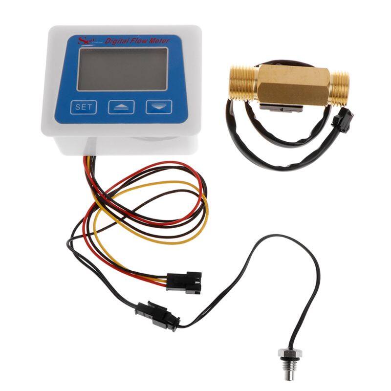 Digital Flow Meter Water Flowmeter Temperature Time Record with G1/2 Flow sensor