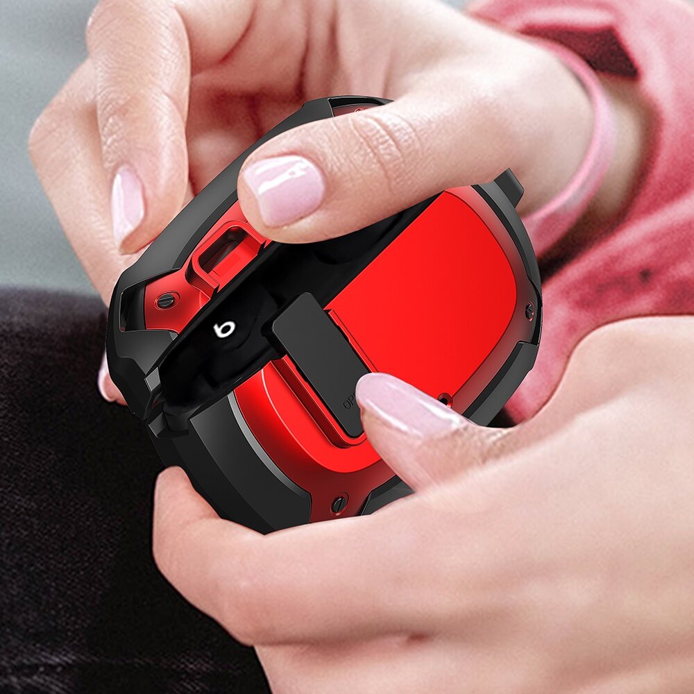 Armor Switch Earphone Case for Beats Studio Buds Shockproof Protective Shell for Beats Studio Buds Anti-drop Cover With Hook Keychain