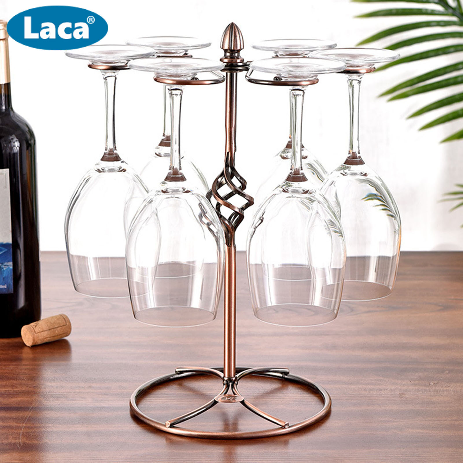 Laca Wine Glass Rack European Style Detachable Electroplate Standing Glass Stemware Rack Kitchen Supplies