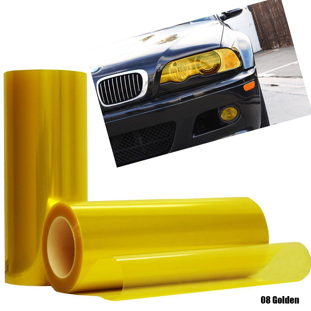 30*60cm Hot Car Headlight Sticker Tint Film Taillight Vinyl Fog Light Wrap-Golden