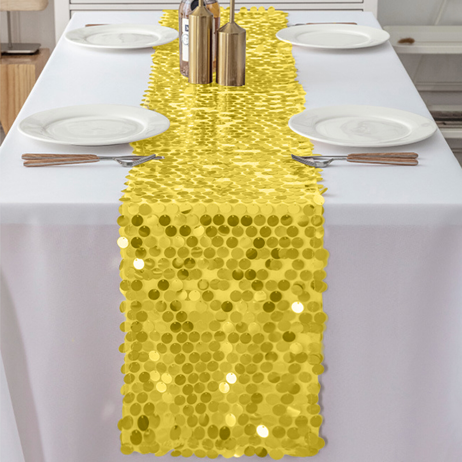 Table Runner Eye-catching Table Runner Shimmering Sequin Table Runner Long-lasting Vibrant Color Perfect Dining Table Decoration