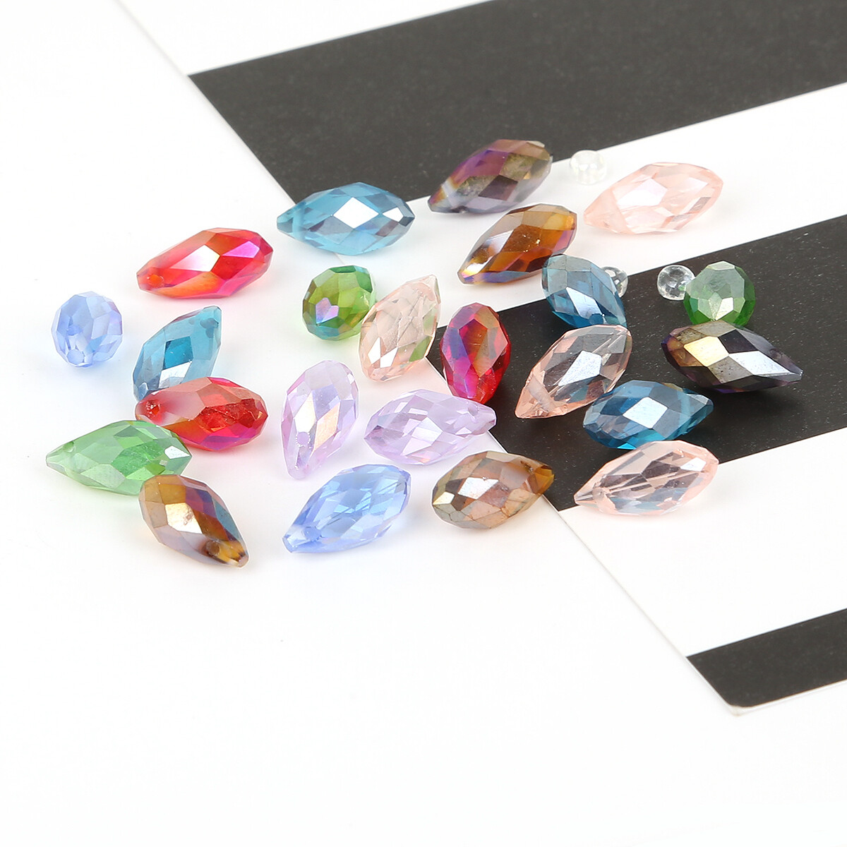 50Pcs 6x12mm Crystal Pendant Beads Faceted Teardrop Glass Beads For Jewelry Making DIY Earrings Accessories