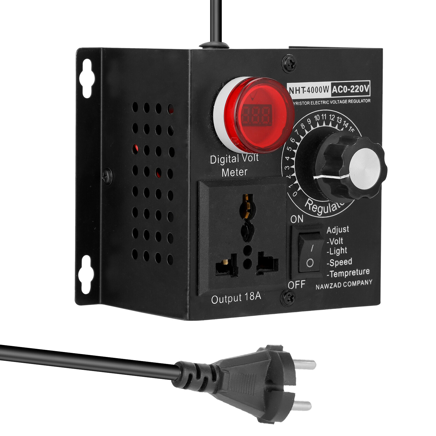 KKmoon AC110V 4000W Compact Variable Voltage Controller Portable Speed Temperature Light Voltage Adjuatable Dimmer