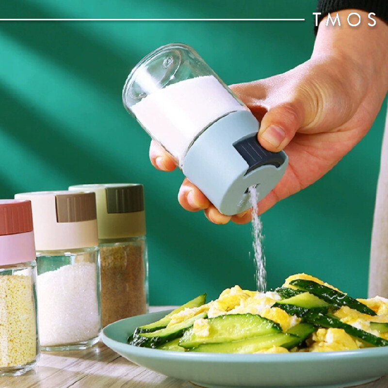 TMOS Seasoning Spice Salt Pepper Jar Quantitative Dispenser Glass