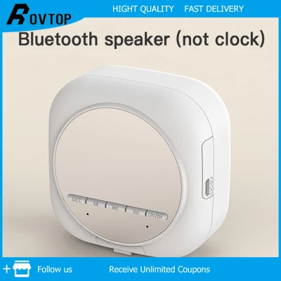 Rovtop Bluetooth 5.0 Speaker Mini Alarm Clock Extra Bass Portable Mini Speaker Super Bass Stereo Speakers Hands-free Calling Mirror Screen Support FM TF
