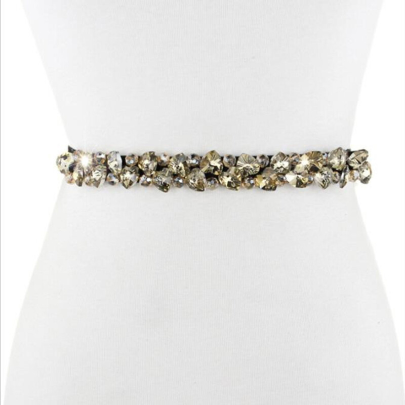 Rhinestone Elastic Belt For Women Dresses Full Crystal Black Gem Female Waist Belt For Coats Fashion Padding Ladies Belt