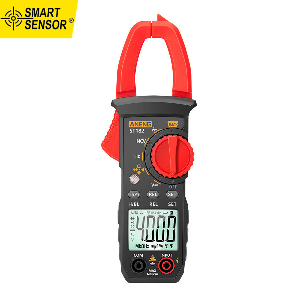 Smart Sensor 4000 Counts Digital AC Current Clamp Meter 400A Automatic Range Backlight Voltage Meter Clamp Gauge NCV Test Clamp Ammeter Universal Meter Tester Temperature /Capacitance/ Diode / AC Current / AC/DC Voltage / Resistance / Frequency