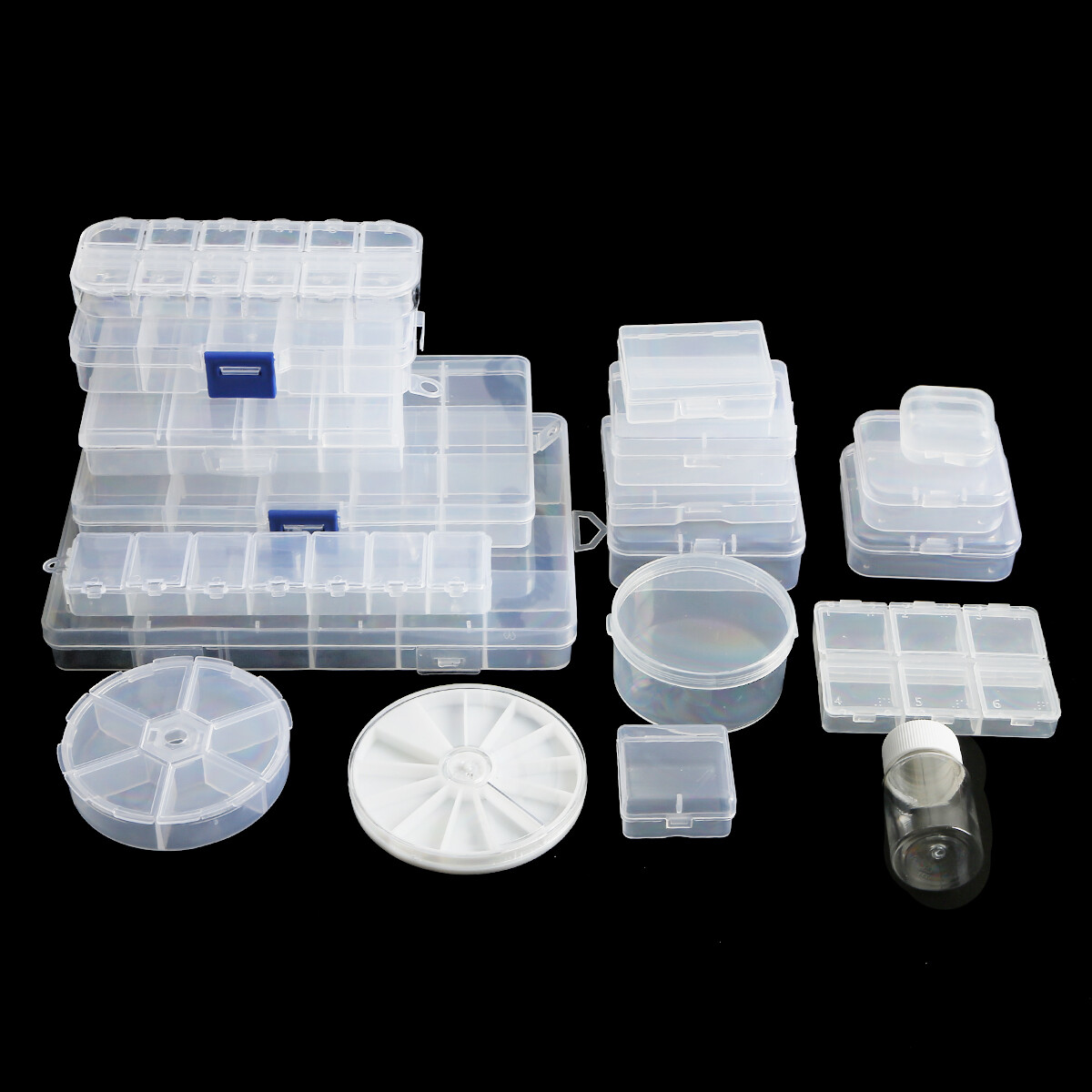 Nhiều kích cỡ trong suốt lưu trữ nhựa hộp trang sức ngăn có thể điều chỉnh container cho hạt hộp Bông tai đối với trang sức hộp hình chữ nhật trường hợp