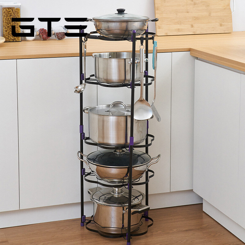 GTE 3/5 Layers Kitchen Pot Rack Multi Layer Cookware Shelf Sturdy Pan Storage Organizer - Fulfilled By GTE SHOP