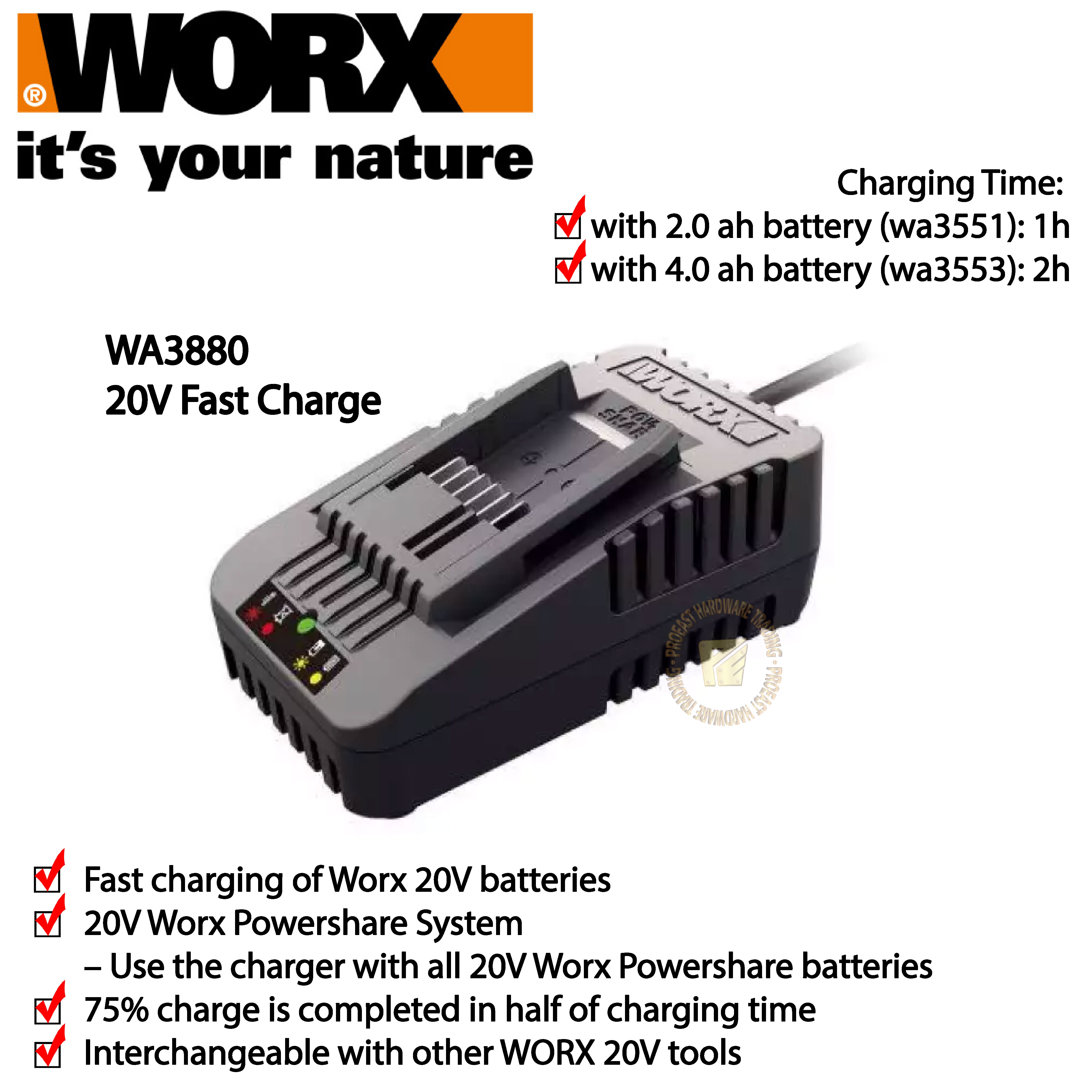 Worx Wa3880 20v Fast Charge Lazada 3201