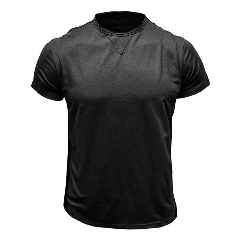 Happybuyner Men Summer T-Shirt Solid Color Round Neck Short Sleeve Tops Casual Pullover Streetwear