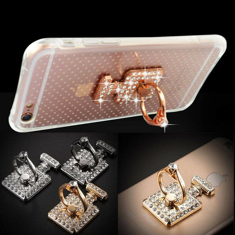 [SONGFUL] Cell Phone Crystal Perfume Bottle Holder Round 360° Ring Stand Finger Bracket with Rhinestone