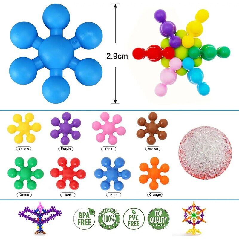 Kids Plum Blossom Building Blocks Toy 3D Snowflake Bricks Game DIY Educational Learning Building Model Assembly Toy for Children