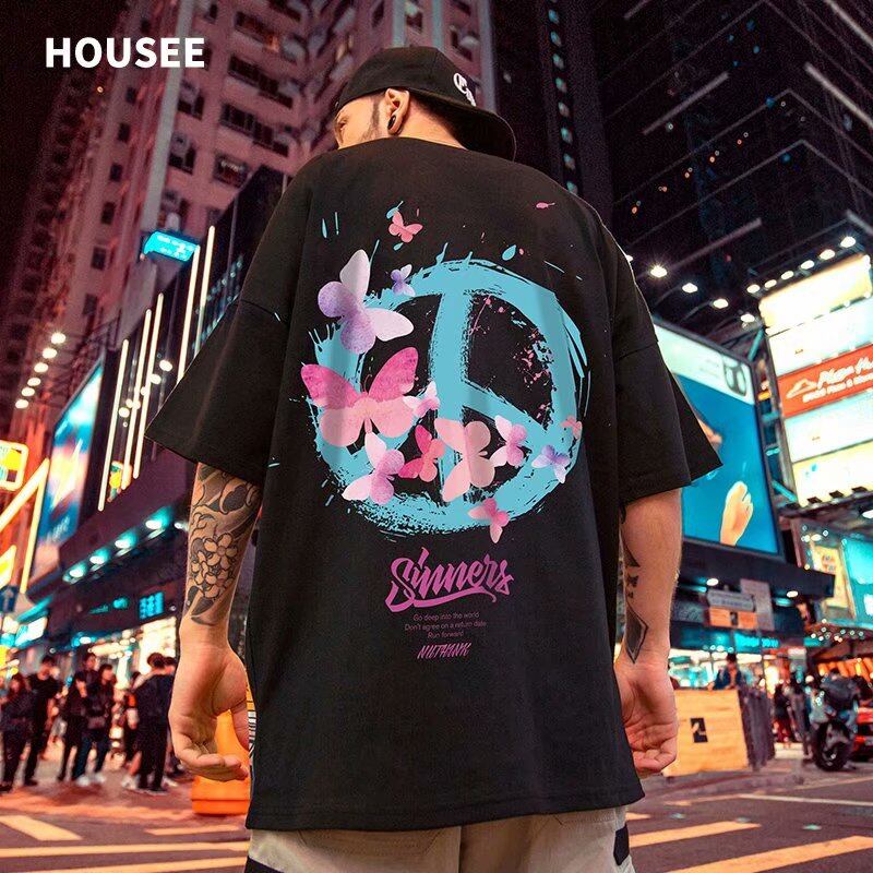 Japanese High Street Plus Fat Men's Fashion T-shirt Men's Fashion Loose Size China-Chic Short Sleeve T-shirt Summer