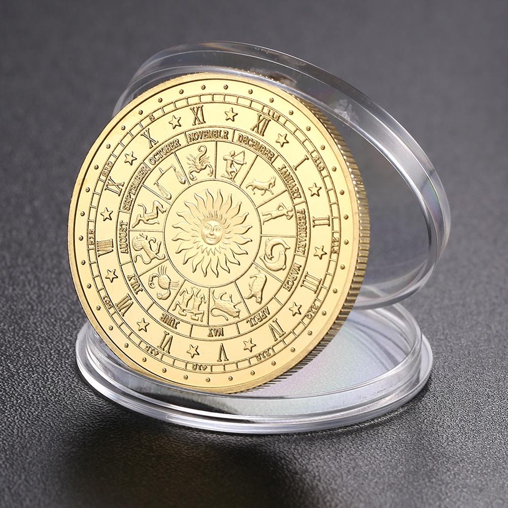 12 Constellation Gold Plated Physical Commemorative Coin Collectible Gift