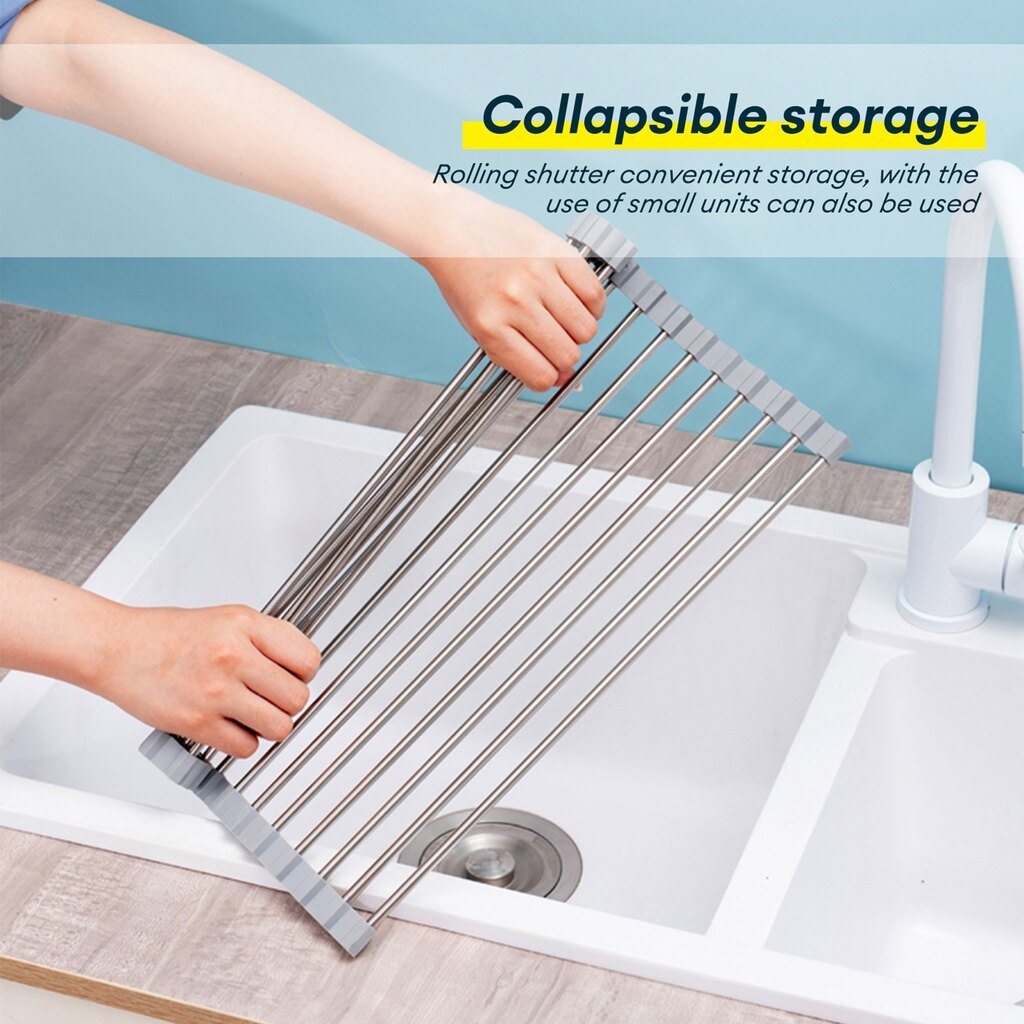 Cnmf bồn rửa nhà bếp bằng thép không gỉ có thể gập lại lưu trữ để ráo bát và giá đỡ bát đĩa