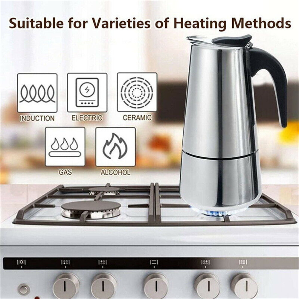 2/4/6/9-cup Pot Latte bếp Thép Top Maker cà phê Moka