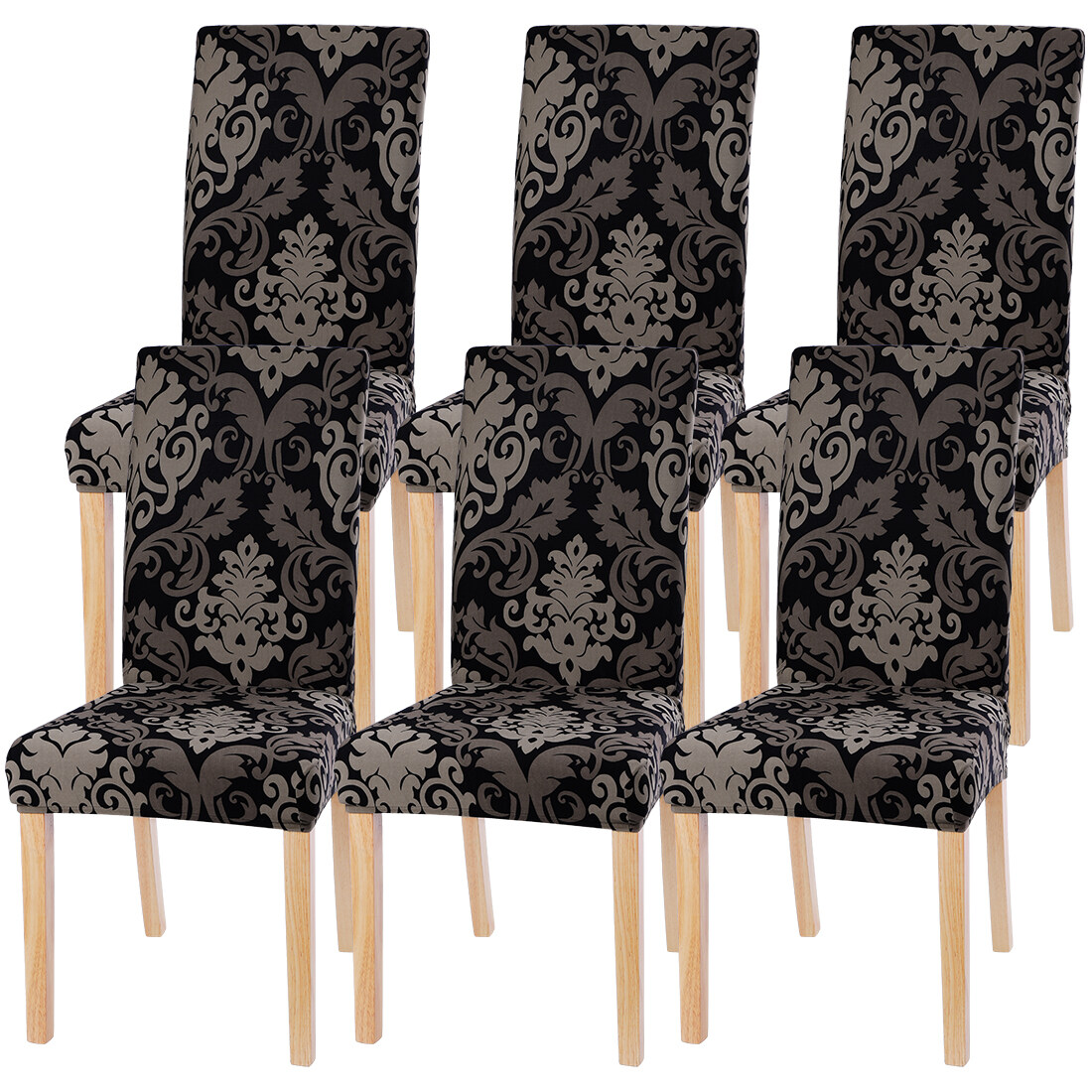 6pcs Elastic Chair Cover Dining Seat, Damask Dining Chair Covers Uk