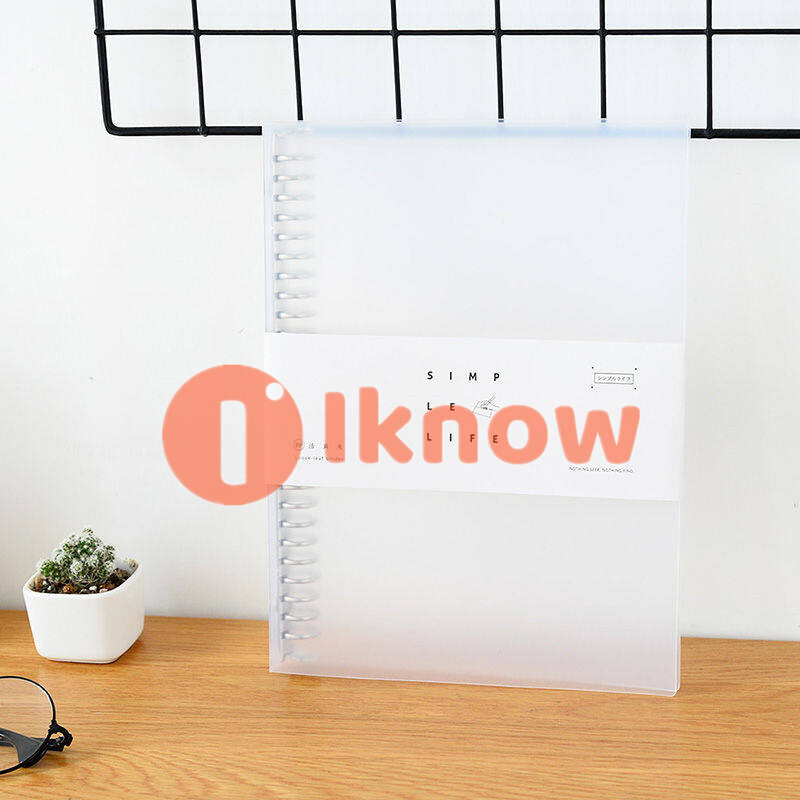 Túi Đựng Tài Liệu Mờ Chống Nước Khổ A5 A4 B5 Túi Lá Rời Bằng Nhựa Bìa Sổ Tay Có Vòng PVC Trong Suốt