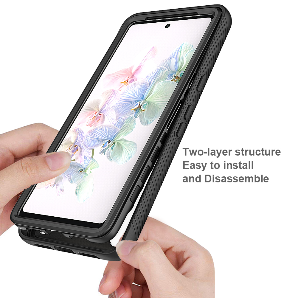 For Google Pixel 8 Pro Pixel 7 Pro Pixel 6 7A Case, Full Body Rugged Case with Built-in Touch Sensitive Anti-Scratch Screen Film Protector, Soft TPU Bumper Case Hybrid Gradient Transparent Soft TPU Clear Skin Cover