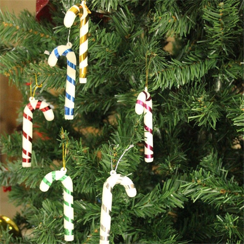 12Pcs Christmas Tree Candy Cane Hanging Festival Decor Xmas Tree Hanging Ornaments
