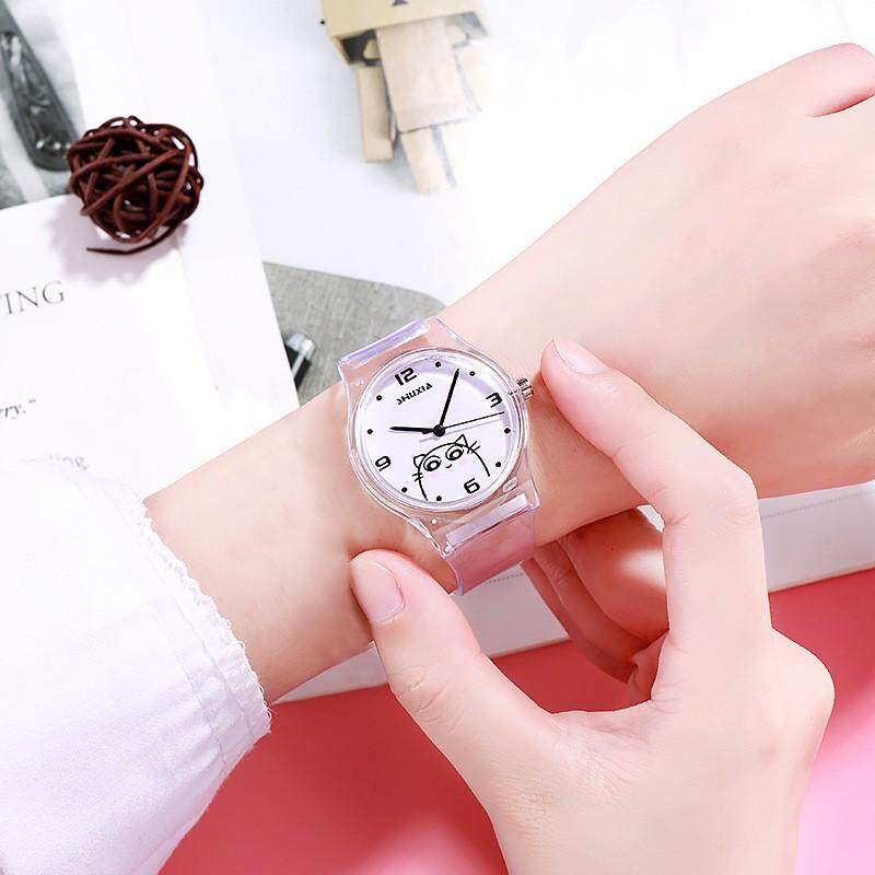 Modis Korea Siswa Jam Tangan Lucu Jam Tangan Wanita Buah Segar Warna Transparan Desain Hadiah untuk Anak Perempuan