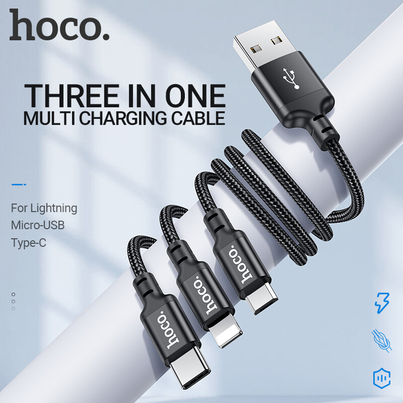 Hoco X14 3 Trong 1 Cáp Sạc Cổng USB (Lightning + Type C + Micro USB) dành Cho iPhone Samsung Huawei Xiaomi