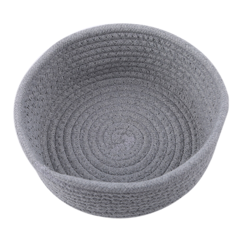 {hot} Round White Gray Small Hand Woven Basket Bedside Tabletop Snacks Storage Basket Cosmetics Coffee Table Storage Baskets
